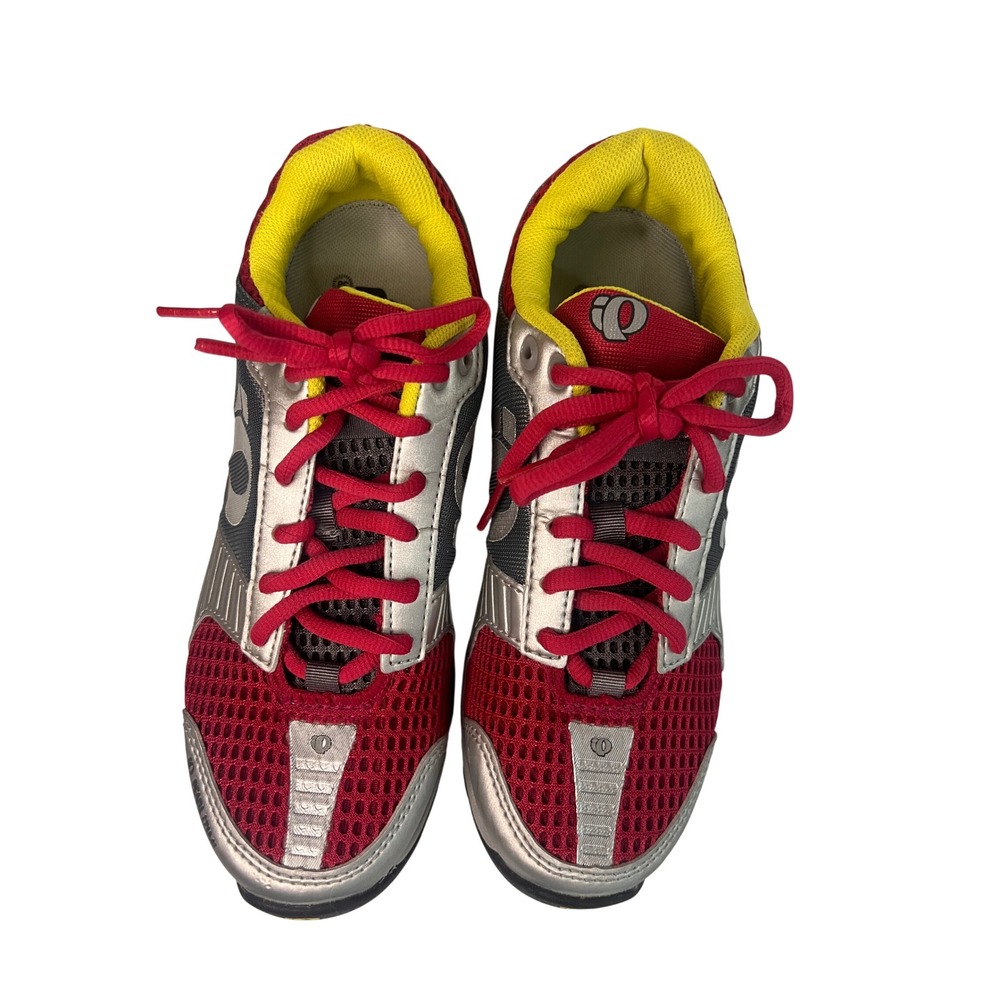 Pearl Izumi Cycling Shoes Red Silver Yellow SPD Cleats Womens Size 38 SkyDex